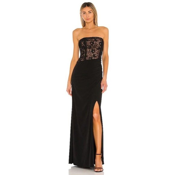 BCBGMAXAZRIA Solid Matte Jersey Gown Black - Picture 1 of 6
